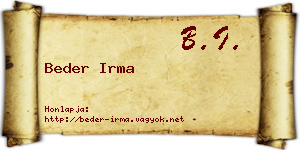 Beder Irma névjegykártya